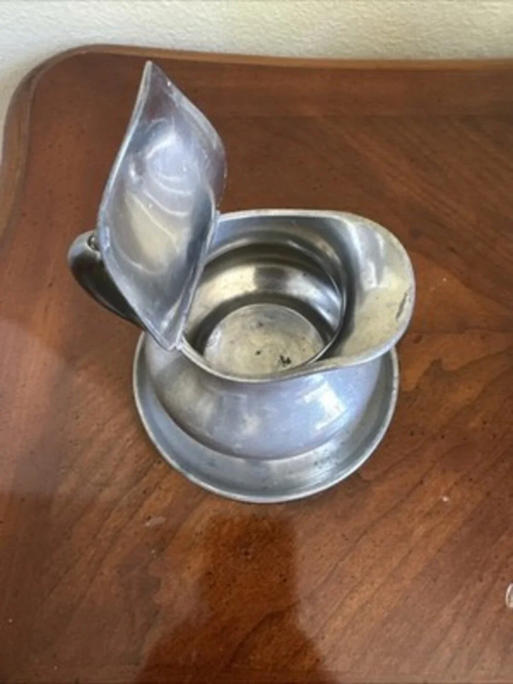 Vintage Creamer Syrup Lidded Pitcher Pewter With Underplate 10oz The Wallingford